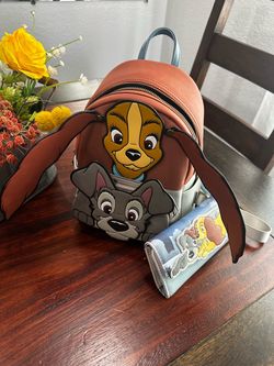 Great Loungefly Disney Lady and the Tramp Mini Backpack and Wallet Set like New