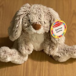 Melissa & Doug Burrow Bunny Brown Rabbit Stuffed Animal Sitting  9” Toy  New