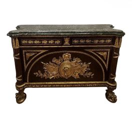 Italianate Neoclassical Empire Sideboard / Buffet - Marble Top, Marquetry, Ormolu