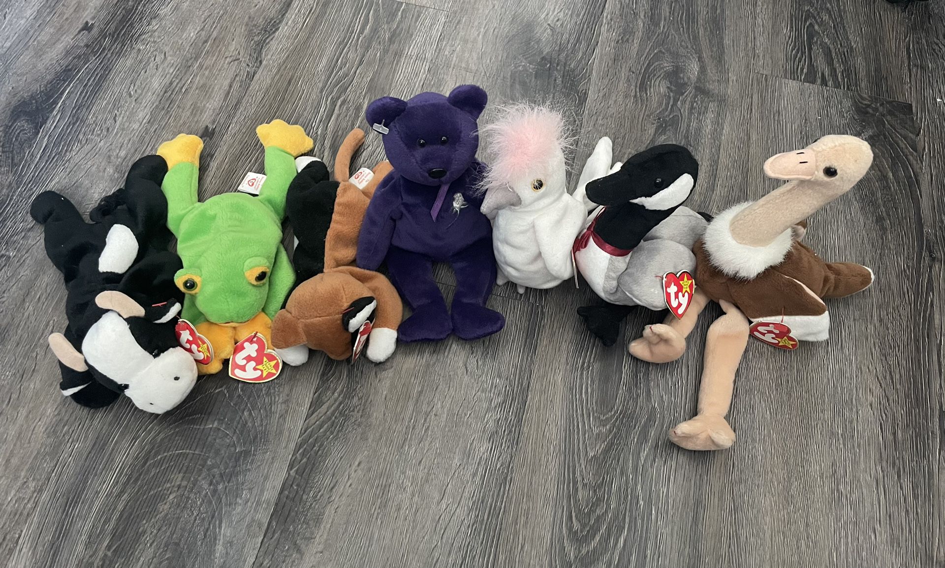 7 Vintage Beanie Babies Lot With Tags TY