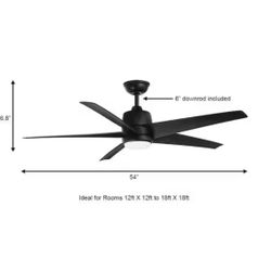 Hampton Bay Mena 54 in. White Color Changing Integrated LED Indoor/Outdoor Matte Black Ceiling Fan with Light Kit and Remote Control 
