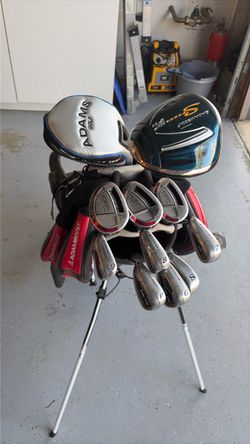 Adam’s Golf Idea 212 5 Iron LH set 7-9GW PW King snake SW 5-7 Hybrids with covers Speedline F11 9.5 Driver W/cover NikeXtreme sport bag w/cover