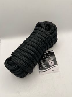 3/4" x 35' Dock Line, Double Braid Nylon, Black,12" Eye Splice