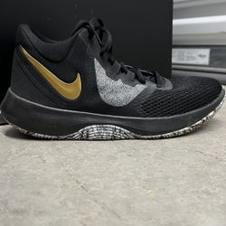 Nike Air Precision II AA7069-090 Black Gold Basketball Shoes Size 8.5 Sneaker