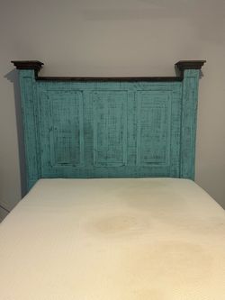 Rustic Turquoise Bed, Mattress & Box Spring- Queen