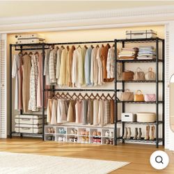 Freestanding Closet System, Heavy Duty Clothes Rack with 3 Hanging Rods & 8 Wire Shelves, Load 1000 LBS