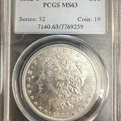 1882-s Morgan silver dollar MS63
