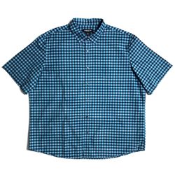 Men's Size XXL Claiborne Plaid Teal Short Sleeve Button Down Shirt