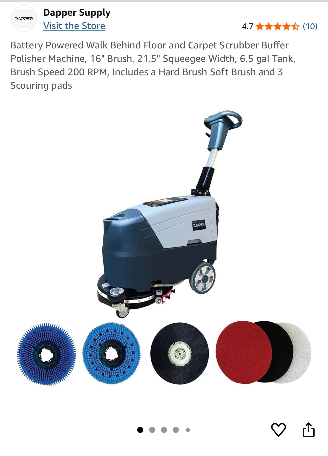 Dapper Battery Powered Walk Behind Floor And Carpet Scrubber Buffer Polisher
