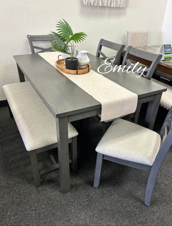 Beautiful Gray 6-Pc Dining Table Set No Tax