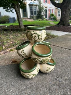 7  Pot Stackable Planter Ceramic pre~owned in good condition
