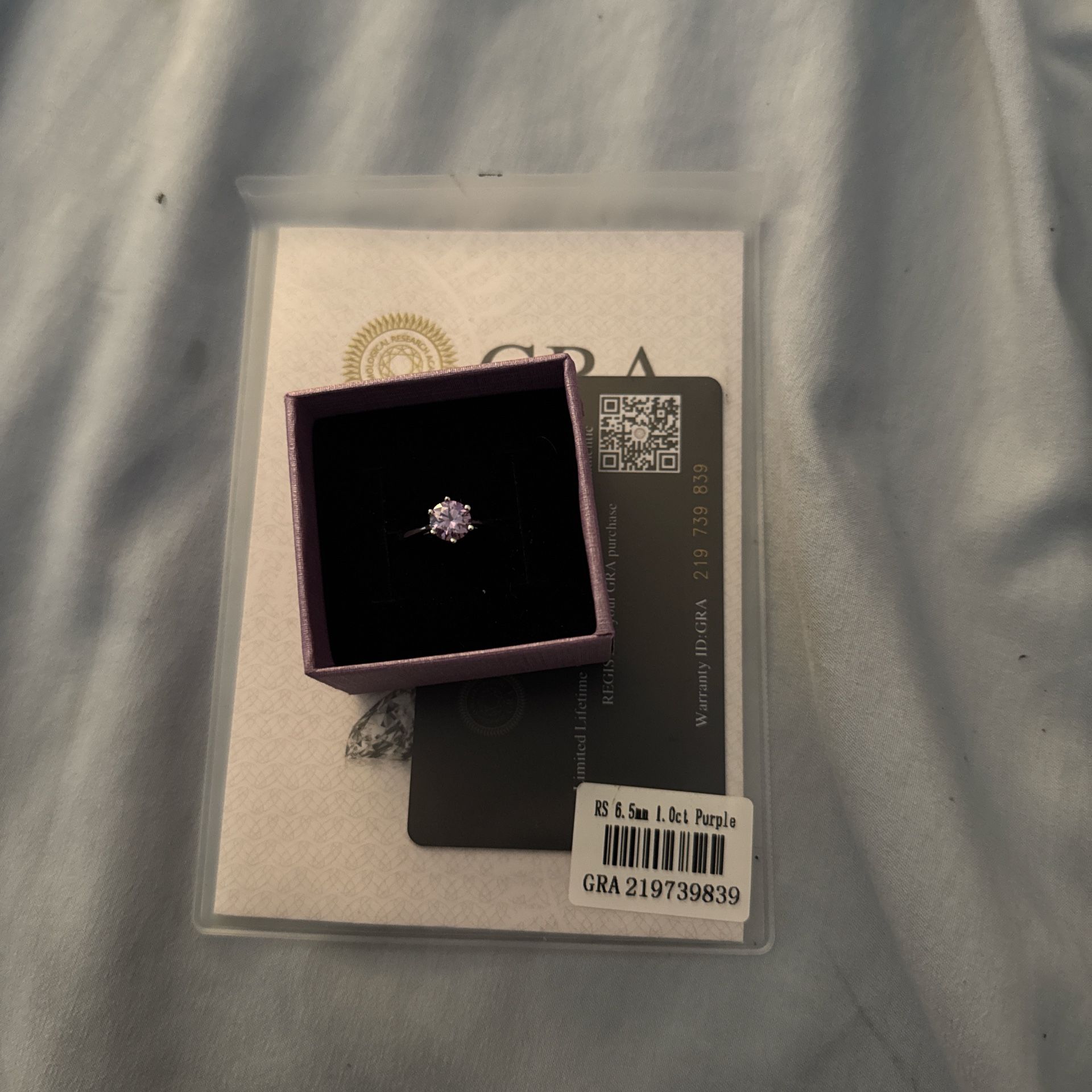 1ct Purple Moissanite Ring