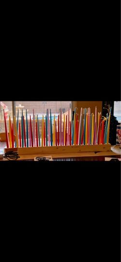 Aglow Multicolor Taper Candles with Wood Holder