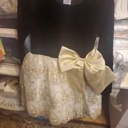 NEW Gold/black Girl Dress Sizes 7, And 8