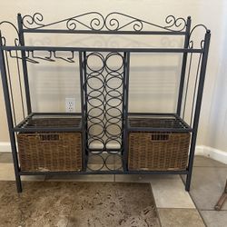 Wine Rack With Wicker Baskets