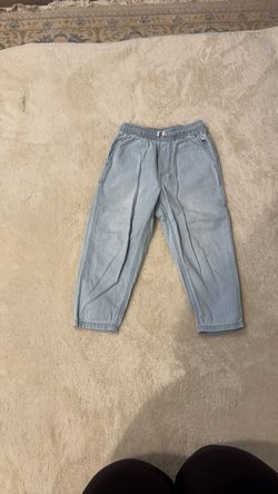 Zara Light Blue Elastic Waist Denim Pants