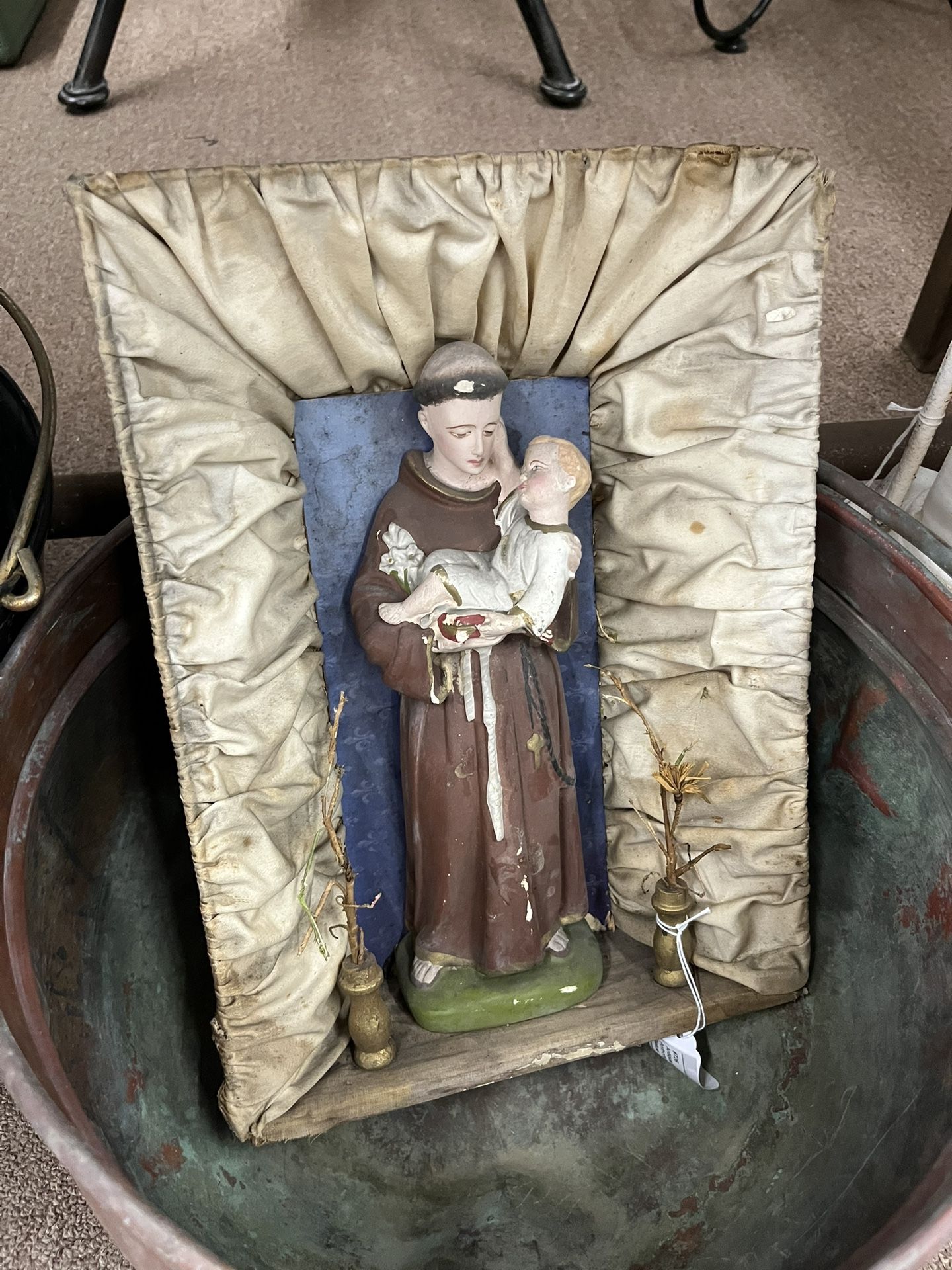Antique Saint Anthony Chalkware Statue