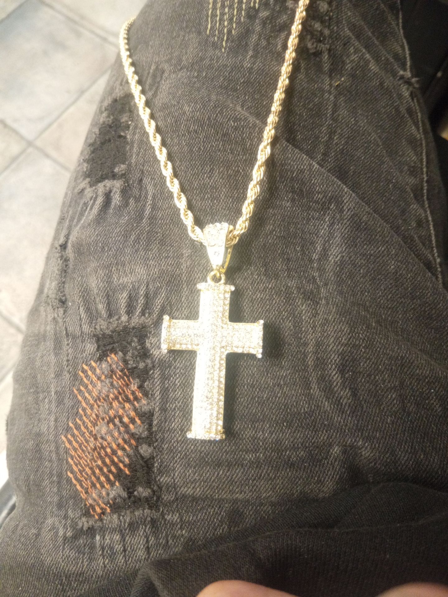 Gold and diamond cross