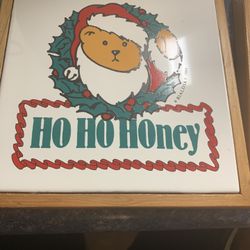 2 Christmas Trivets Tiles Wood Framed