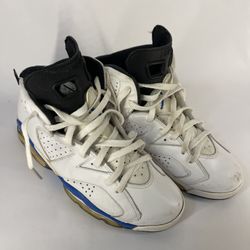 Nike Air Jordan 6 Retro White Blue Black Men’s Size 9.5 Basketball Sneakers