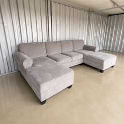 Couch Sectional Light Gray Double Storage