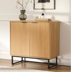 Cabinet with Storage, Sideboard Buffet Cabinet with Adjustable Shelves, Modern Accent Console Table for Living Room Entryway, Natural Oak