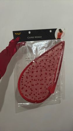 [PRICE DROP] NWT Halloween  Red sheer cupid wings with heart print detail