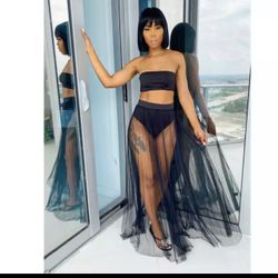 Women Sexy Mesh See Through Two Piece