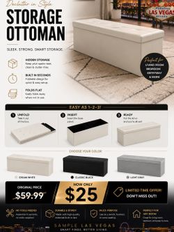 ottoman Cream white, black, light grey