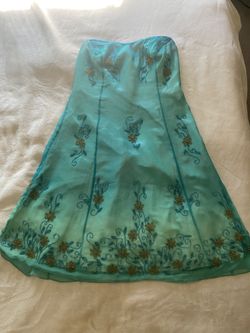 Vintage Silk Beaded Strapless Fairy Prom Dress