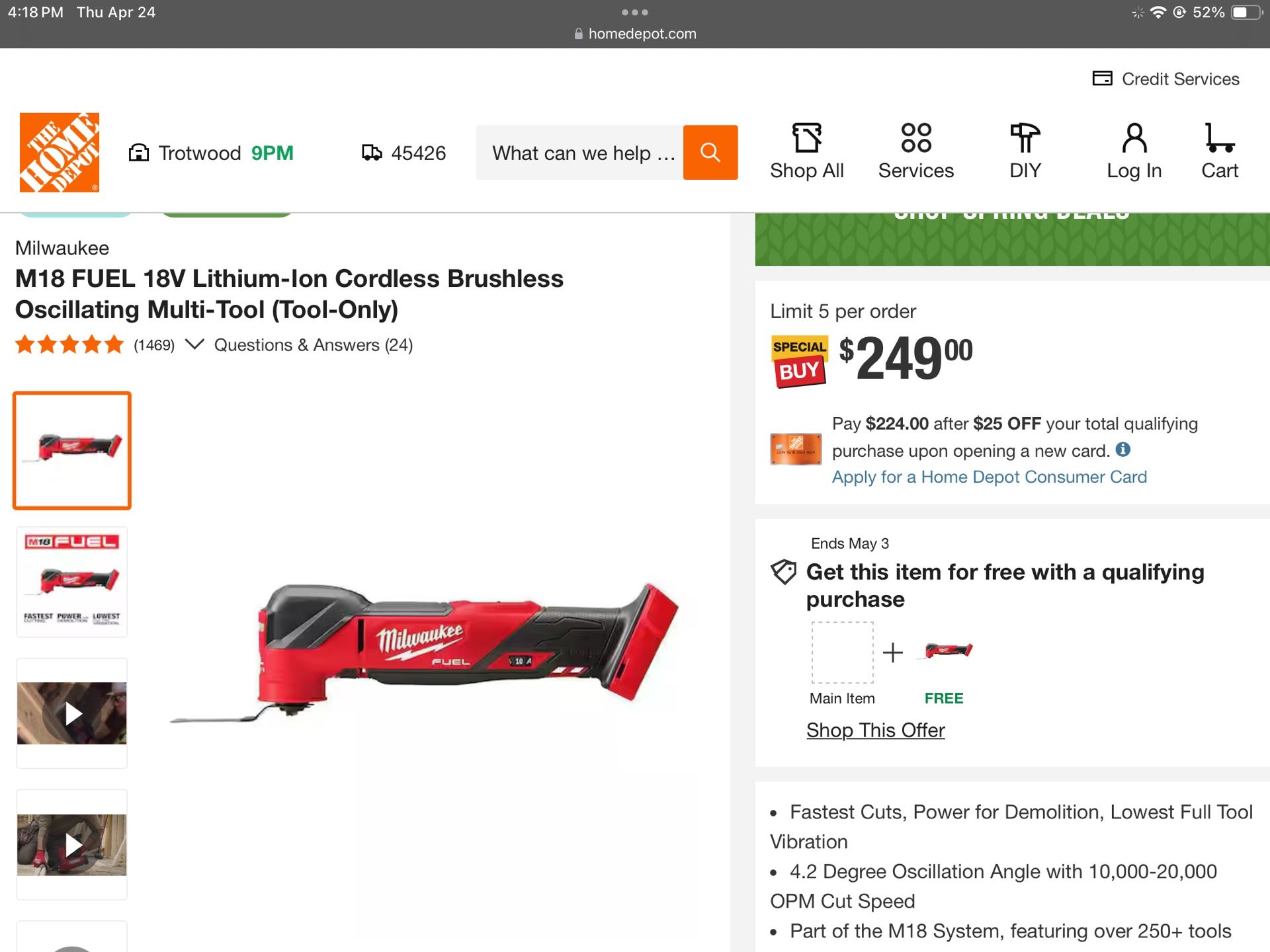 M18 FUEL 18V Lithium-Ion Cordless Brushless Oscillating Multi-Tool (Tool-Only)