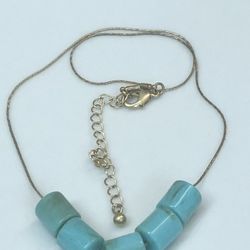 Faux Turquoise Gold Tone Necklace 