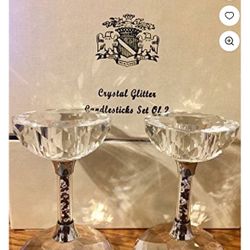 oleg cassini crystal glitter candlesticks