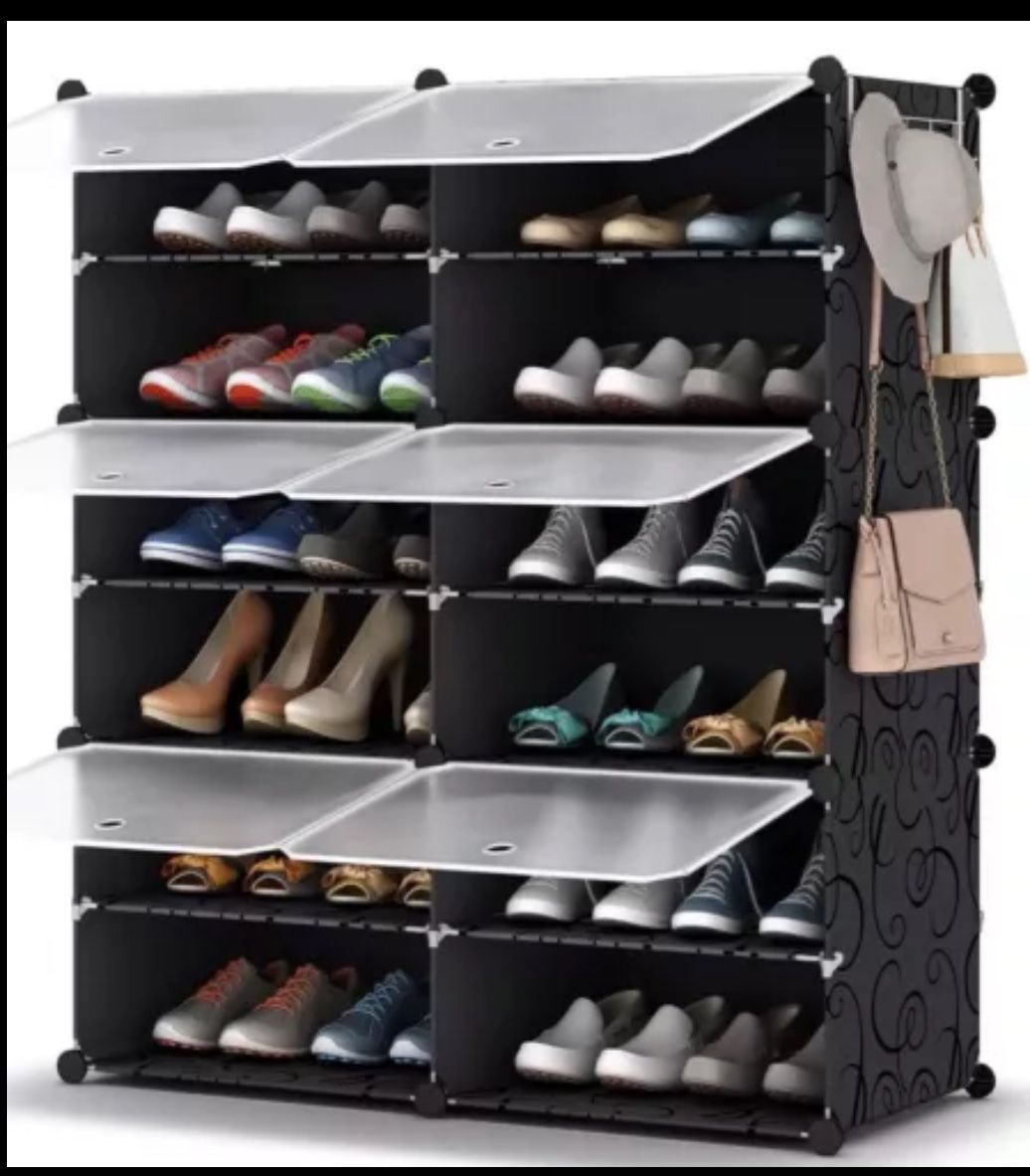 HOMIDEC Shoe Rack Organizer, 6 Tier Storage Cabinet 24 Pair Plastic Shoe Shelves