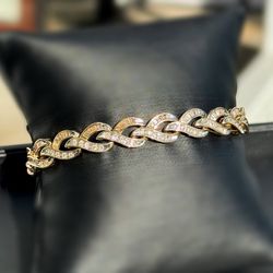 Jewelry Antique 10k solid Yellow Gold Natural Diamond 7.0CTW eternity infinity bracelet 8.5” 8.60mm 14.10g