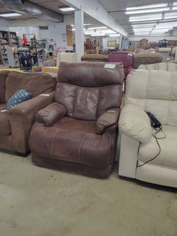 Brown powered leather recliner 25%off
