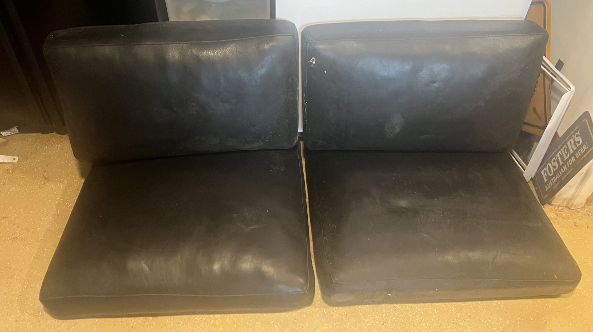 Black, Genuine Leather, Sofa Cushions
