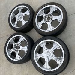 4 - 205/45r17 4x100 4x3.94 4x114.3 4x4.5 Chrome Civic Xb Rims Wheels Tires Good 80% Treads!!!!