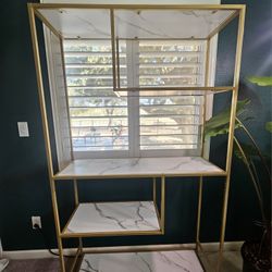 Gold Shelf with White Marble Shelves