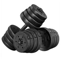 Adjustable Dumbbell Set Free Weights with Spinlock Collars, Black