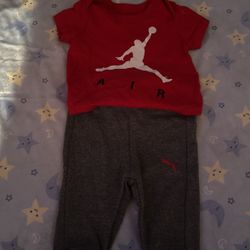 3 Months Jordan Air Oney And Gray Pants 3months