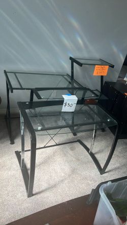 Two glass computer desk tables