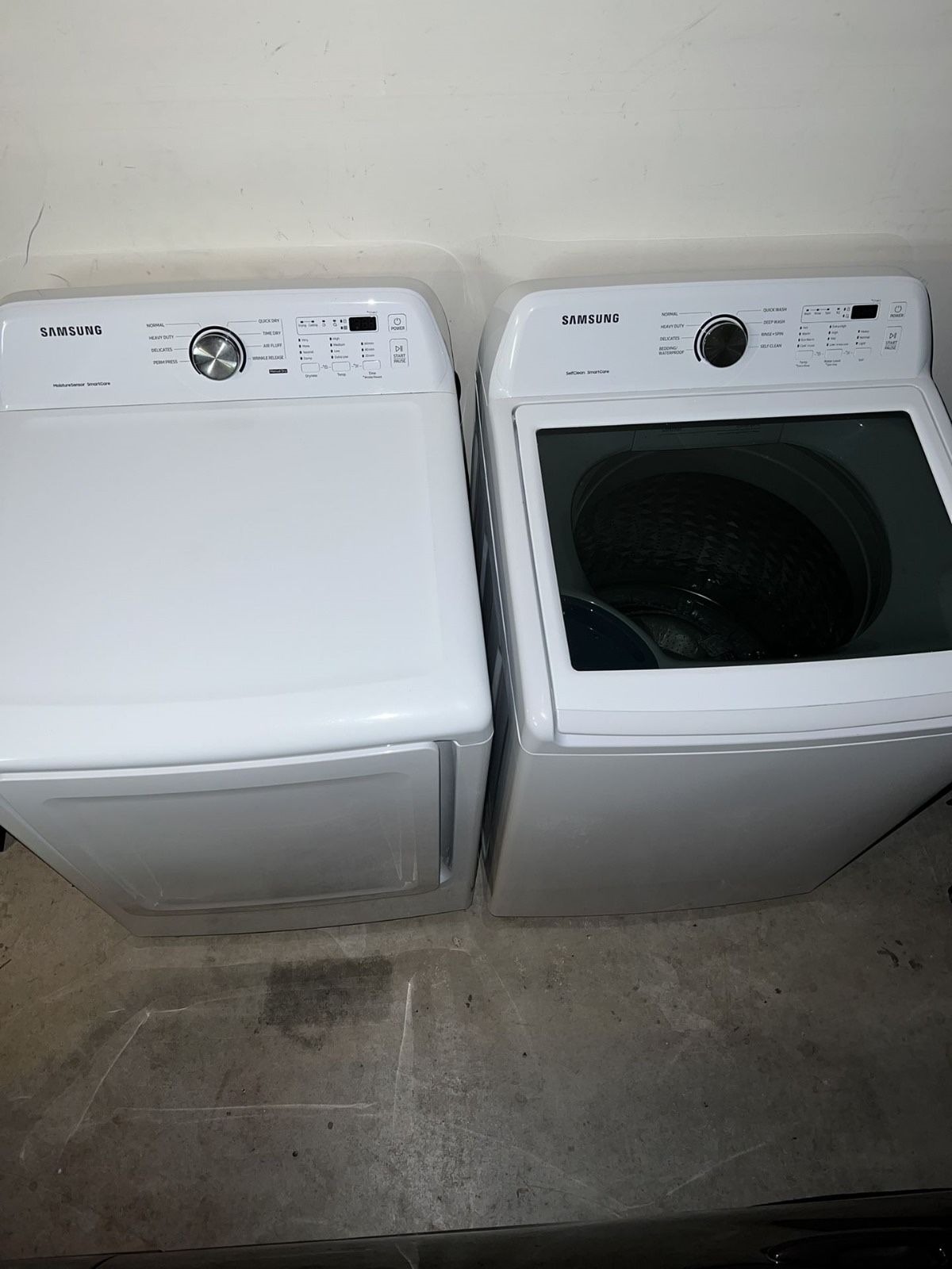 Set - Samsung Top Load Washer & Electric Dryer with Sensor Dry