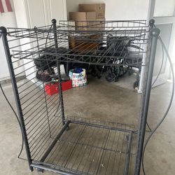 Black Metal Rack W/wheels 