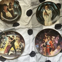 Autographed Mark Hamill Star Wars Collectors Plates (4 Hamilton Plates)