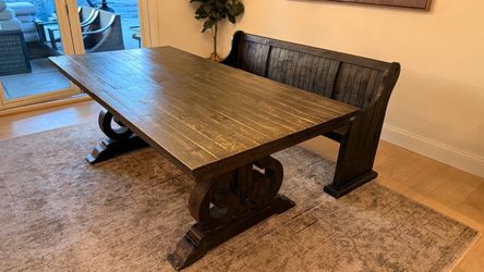 Magnussen Bellamy Wood Dining Table and Dining Bench - Peppercorn