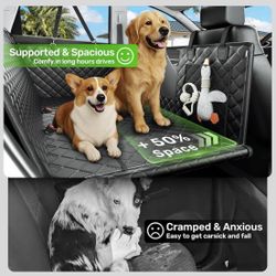Zanch Heavy-Duty Dog Car Seat Cover, Flat Solid Back Seat Extender for Multi Large Dogs, Hard-Base Supports 450 lb, Waterproof Scrachproof Hammock Pro