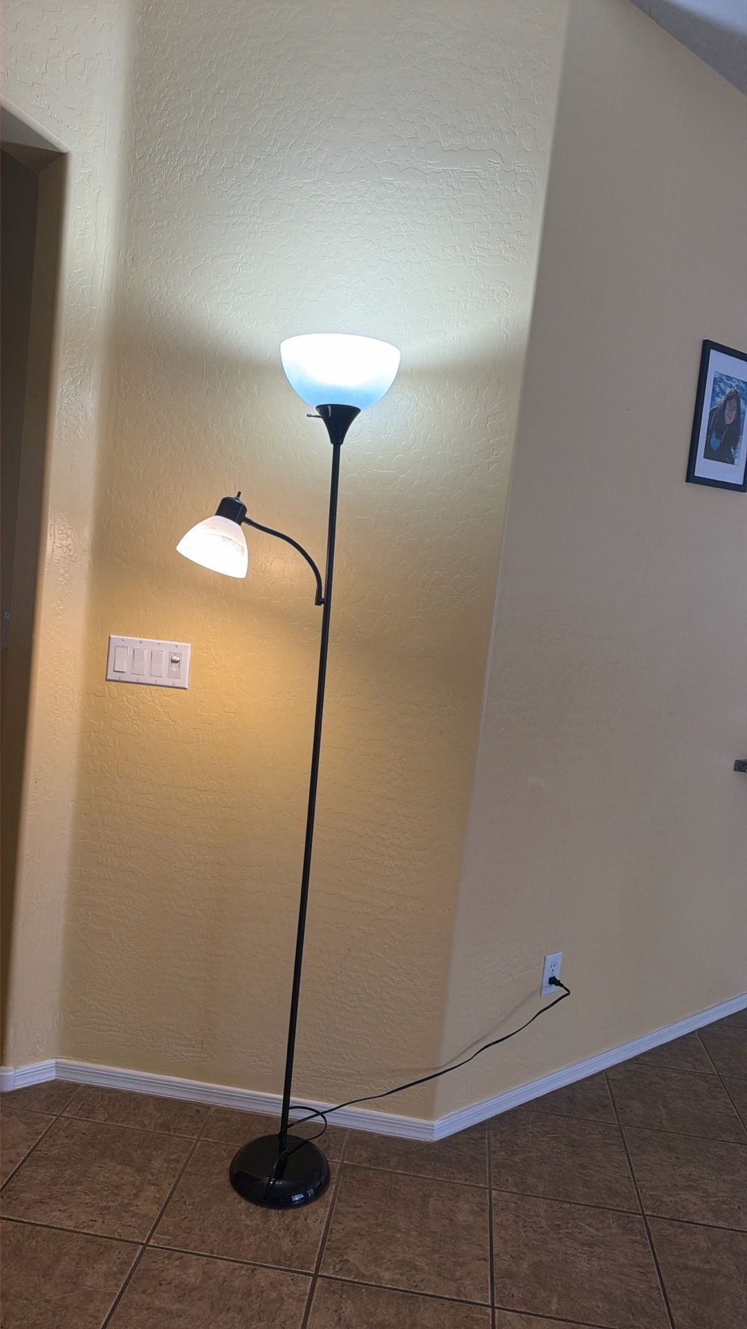 Black floor lamp with light bulbs
