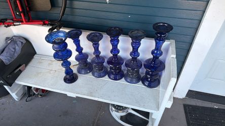 Blue candleholders