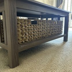Coffee Table With Baskets 